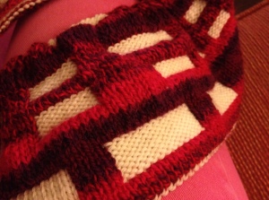 A double knit cowl in progress.